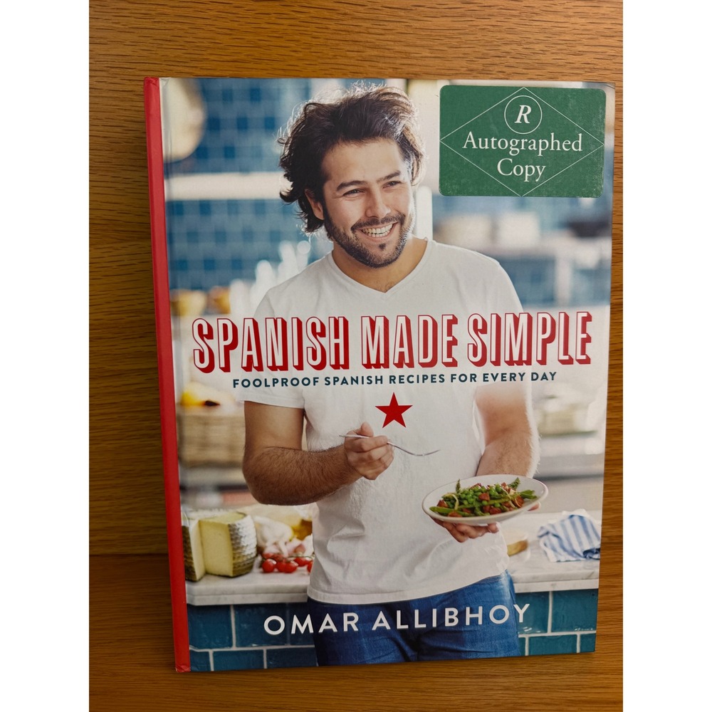Signed OMAR ALLIBHOY Spanish Made Simple Cookbook Autographed Red Hardcover OS